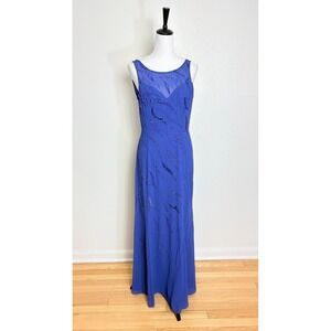 Y2K Night Scene Purple Beaded Chiffon Maxi Dress Size Medium Wedding Formal Chic